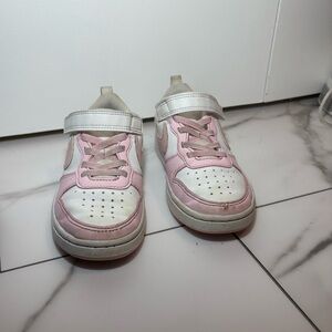 Kids White and Pink Athletic Sneakers